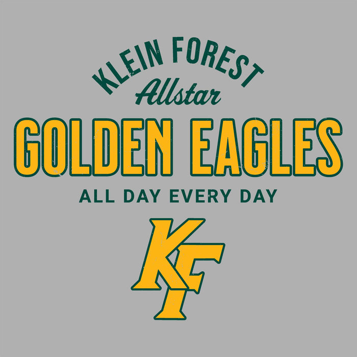 Close-up view of Klein Forest High School Golden Eagles Unisex 3/4 Sleeve Raglan T-shirt 040