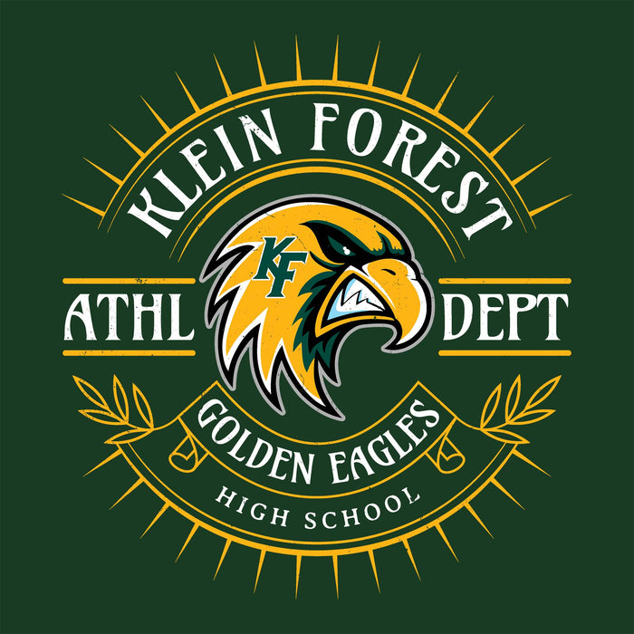Close-up view of Klein Forest High School Golden Eagles Classic Unisex Forest Green T-shirt 201