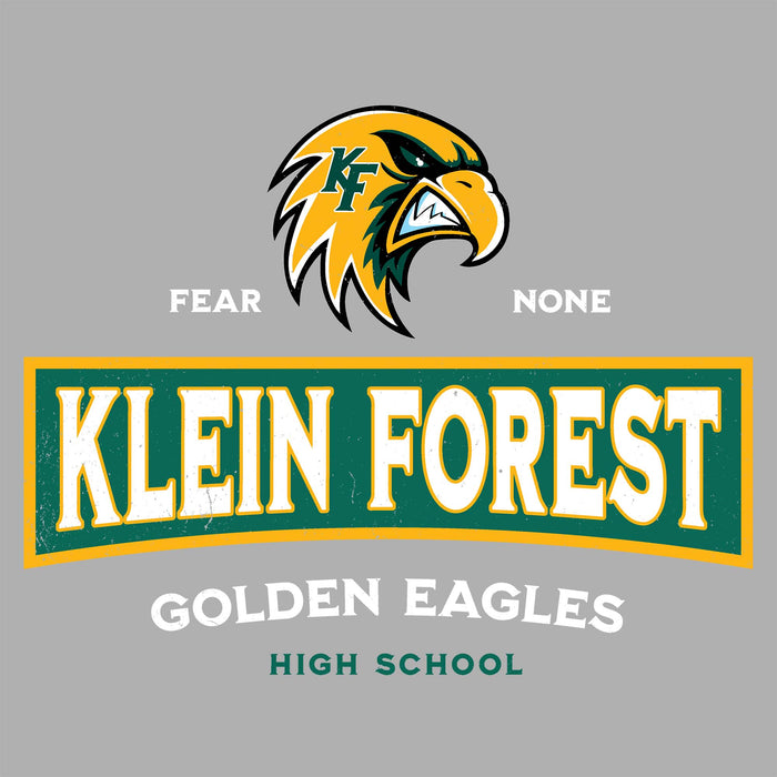 Close-up view of Klein Forest High School Golden Eagles Women's Sport Grey SoftStyle T-shirt 202
