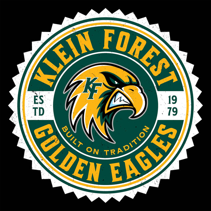 Close-up view of Klein Forest High School Golden Eagles Unisex 3/4 Sleeve Raglan T-shirt 203