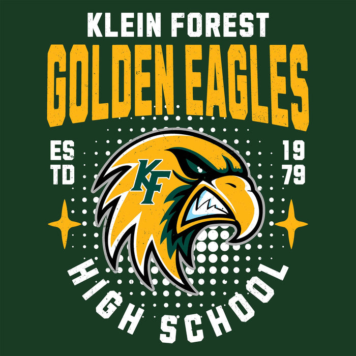 Close-up view of Klein Forest High School Golden Eagles Classic Unisex Forest Green T-shirt 204