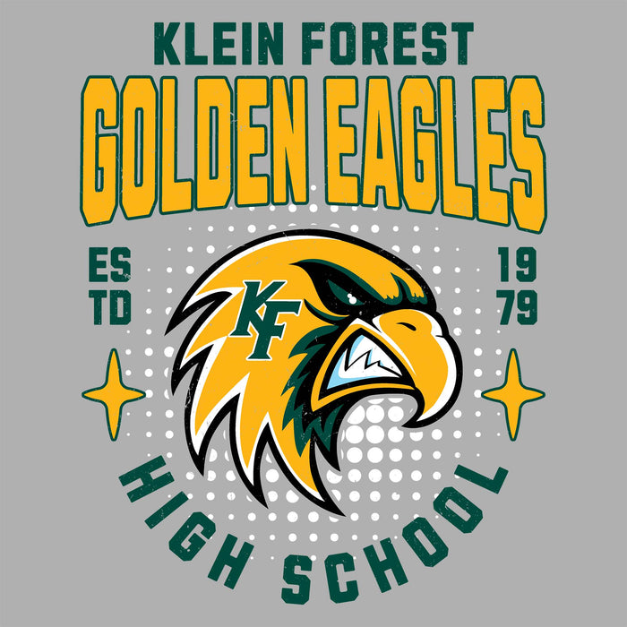 Close-up view of Klein Forest High School Golden Eagles Women's Sport Grey SoftStyle T-shirt 204