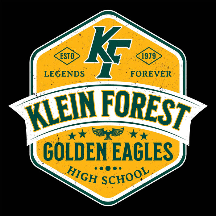 Close-up view of Klein Forest High School Golden Eagles Unisex 3/4 Sleeve Raglan T-shirt 209