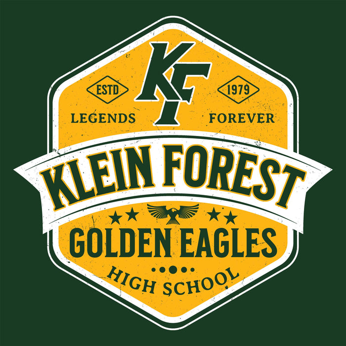 Close-up view of Klein Forest High School Golden Eagles Classic Unisex Forest Green T-shirt 209