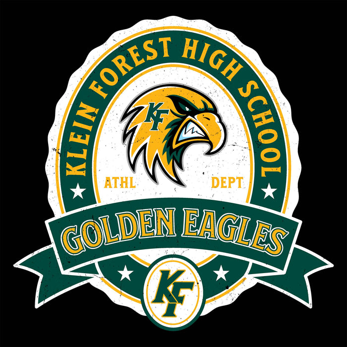 Close-up view of Klein Forest High School Golden Eagles Unisex 3/4 Sleeve Raglan T-shirt 212