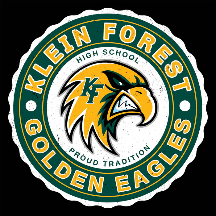 Close-up view of Klein Forest High School Golden Eagles Unisex 3/4 Sleeve Raglan T-shirt 216