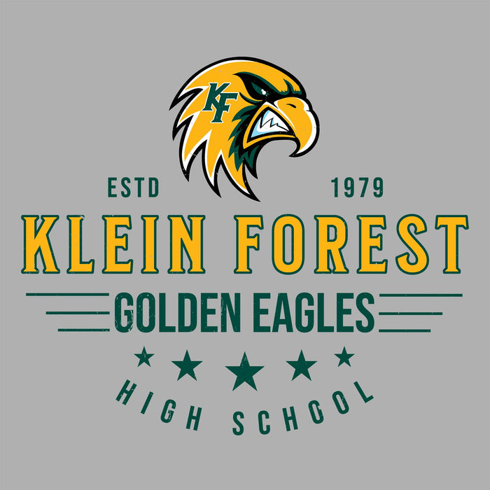 Close-up view of Klein Forest High School Golden Eagles Unisex 3/4 Sleeve Raglan T-shirt 217