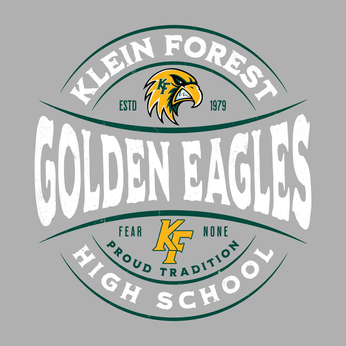 Close-up view of Klein Forest High School Golden Eagles Women's Sport Grey SoftStyle T-shirt 218