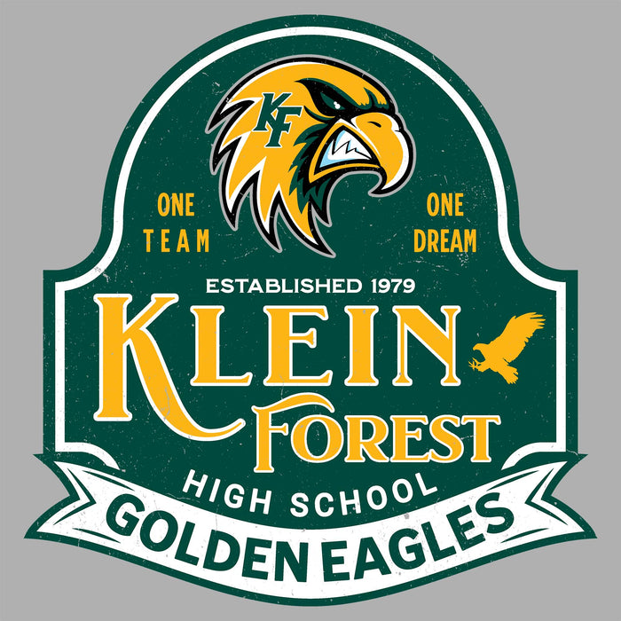 Close-up view of Klein Forest High School Golden Eagles Unisex 3/4 Sleeve Raglan T-shirt 219