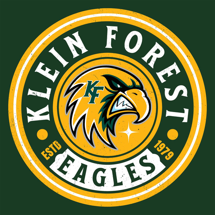 Close-up view of Klein Forest High School Golden Eagles Classic Unisex Forest Green T-shirt 220