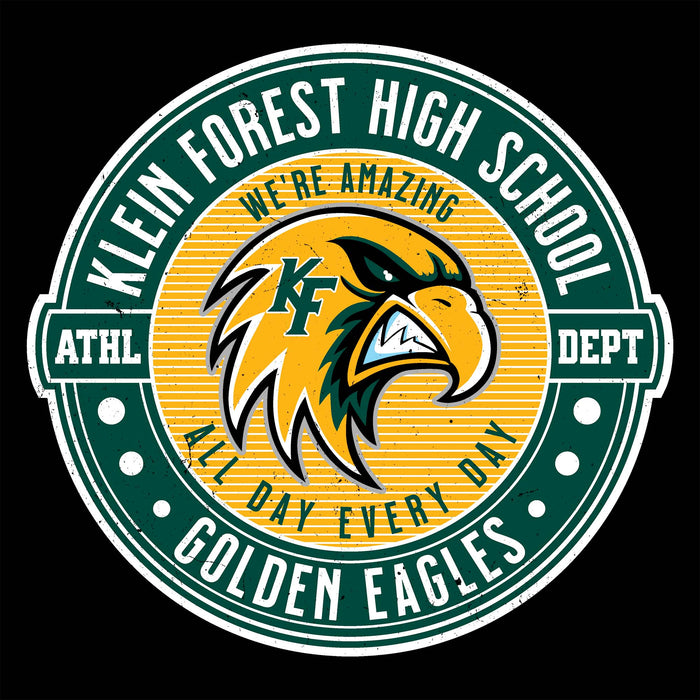 Close-up view of Klein Forest High School Golden Eagles Unisex 3/4 Sleeve Raglan T-shirt 224