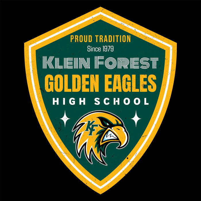Close-up view of Klein Forest High School Golden Eagles Unisex 3/4 Sleeve Raglan T-shirt 225