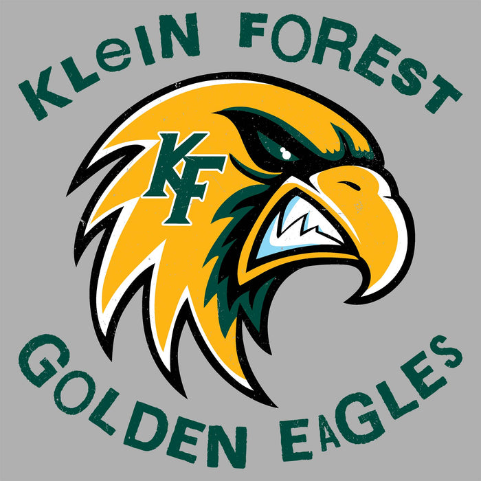 Close-up view of Klein Forest High School Golden Eagles Women's Sport Grey SoftStyle T-shirt 228