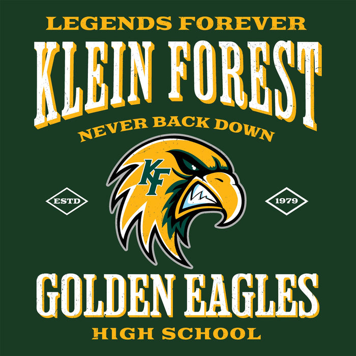 Close-up view of Klein Forest High School Golden Eagles Classic Unisex Forest Green T-shirt 230