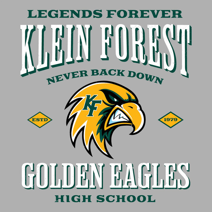 Close-up view of Klein Forest High School Golden Eagles Women's Sport Grey SoftStyle T-shirt 230