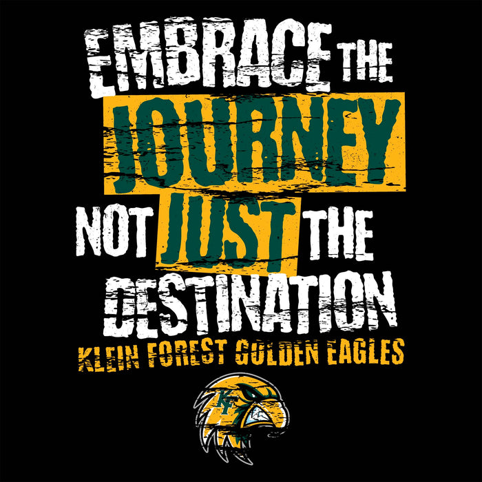Close-up view of Klein Forest High School Golden Eagles Women's Black SoftStyle T-shirt 232