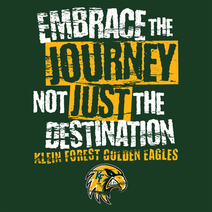 Close-up view of Klein Forest High School Golden Eagles Classic Unisex Forest Green T-shirt 232