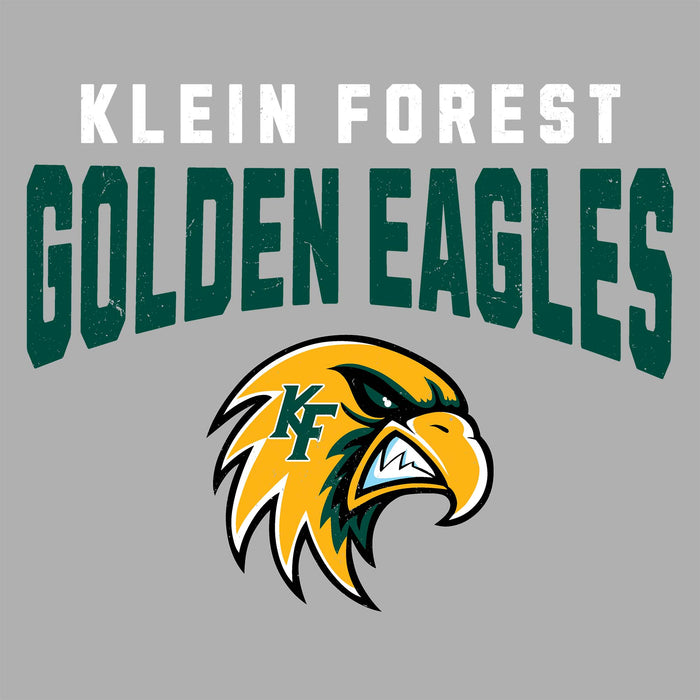 Close-up view of Klein Forest High School Golden Eagles Women's Sport Grey SoftStyle T-shirt 234