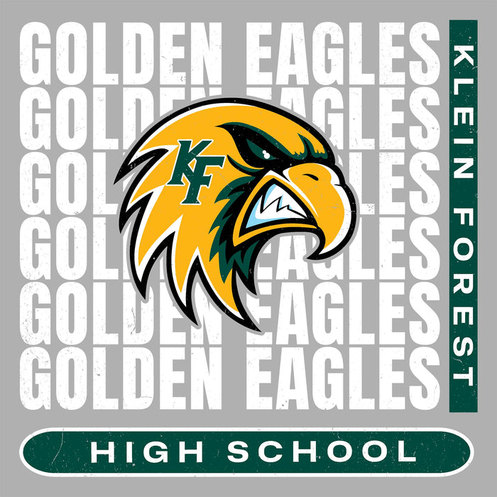 Close-up view of Klein Forest High School Golden Eagles Unisex 3/4 Sleeve Raglan T-shirt 235