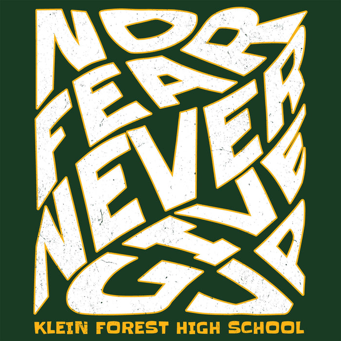 Close-up view of Klein Forest High School Golden Eagles Classic Unisex Forest Green T-shirt 236