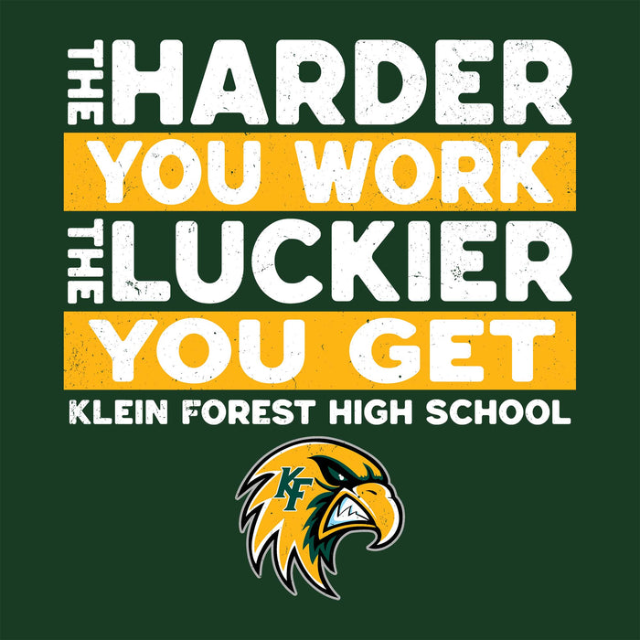 Close-up view of Klein Forest High School Golden Eagles Classic Unisex Forest Green T-shirt 238