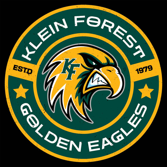 Close-up view of Klein Forest High School Golden Eagles Unisex 3/4 Sleeve Raglan T-shirt 239