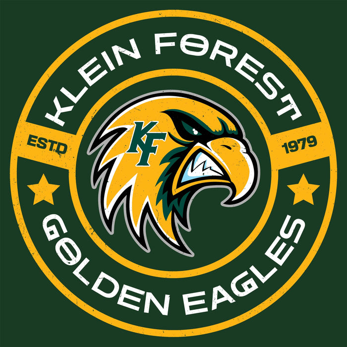 Close-up view of Klein Forest High School Golden Eagles Classic Unisex Forest Green T-shirt 239