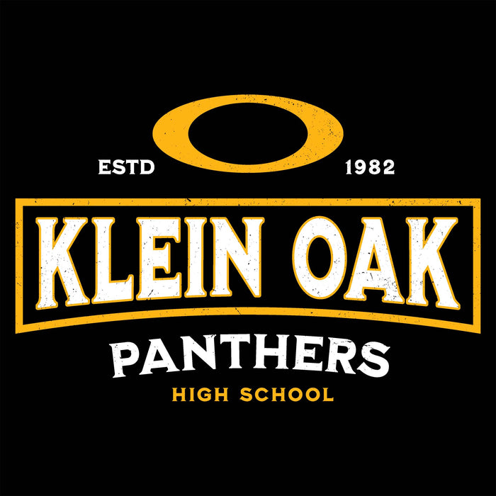 Close-up view of Klein Oak High School Panthers Unisex 3/4 Sleeve Raglan T-shirt 202