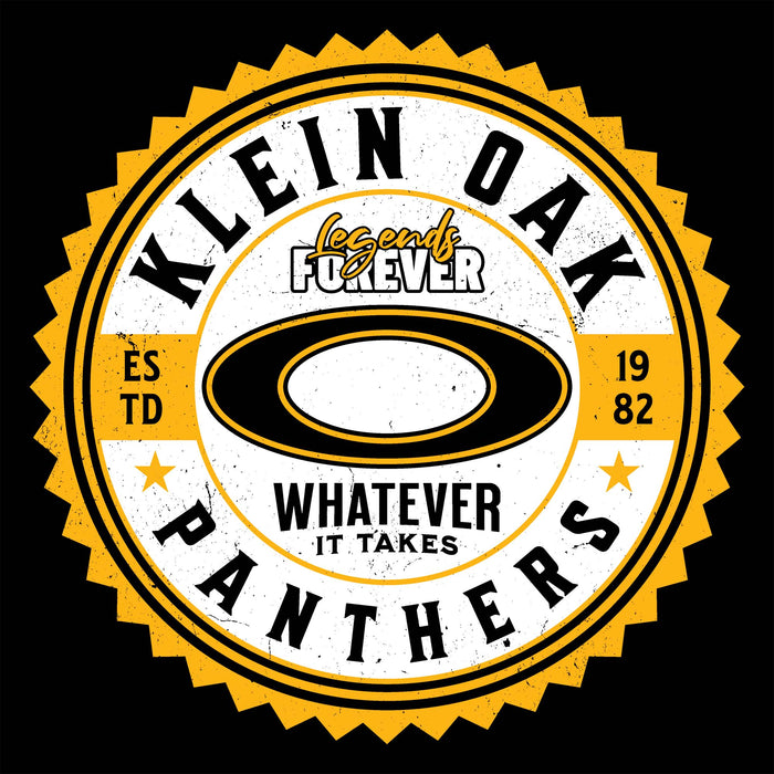 Close-up view of Klein Oak High School Panthers Unisex 3/4 Sleeve Raglan T-shirt 203