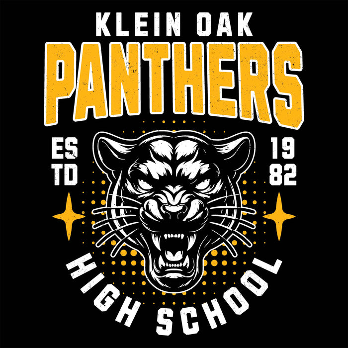 Close-up view of Klein Oak High School Panthers Women's Black SoftStyle T-shirt 204