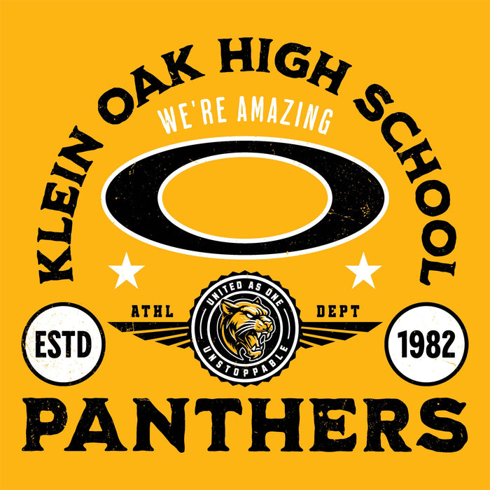 Close-up view of Klein Oak High School Panthers Classic Unisex Gold T-shirt 208