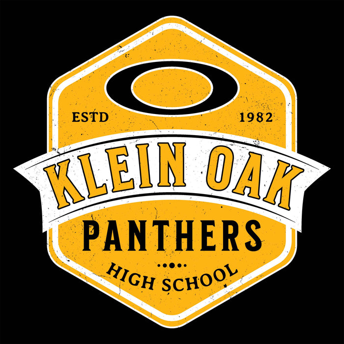 Close-up view of Klein Oak High School Panthers Unisex 3/4 Sleeve Raglan T-shirt 209