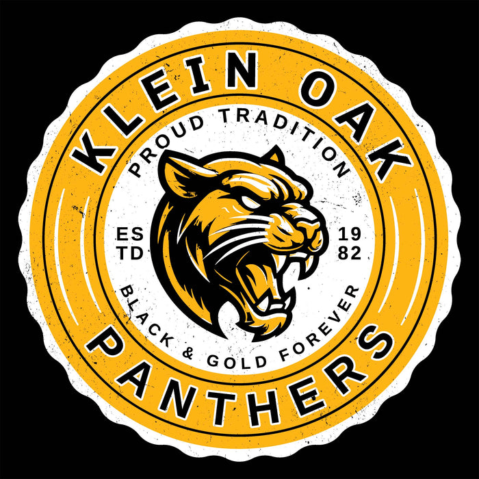 Close-up view of Klein Oak High School Panthers Women's Black SoftStyle T-shirt 216