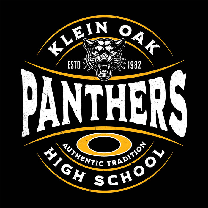 Close-up view of Klein Oak High School Panthers Classic Unisex Black T-shirt 218