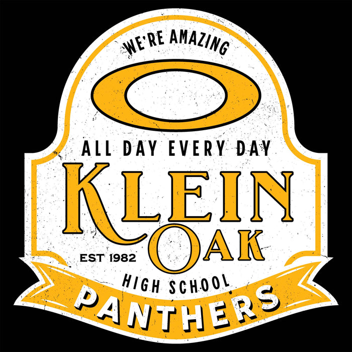 Close-up view of Klein Oak High School Panthers Classic Unisex Black T-shirt 219