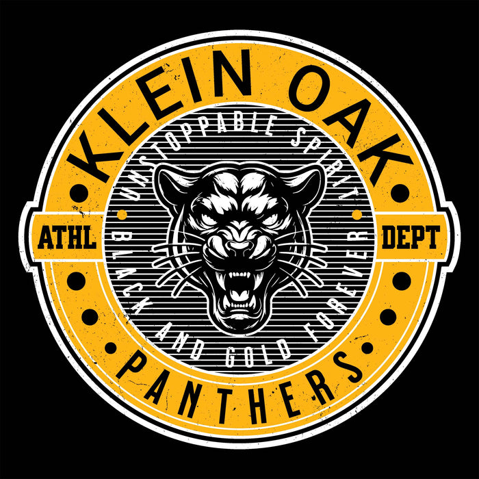 Close-up view of Klein Oak High School Panthers Classic Unisex Black T-shirt 224