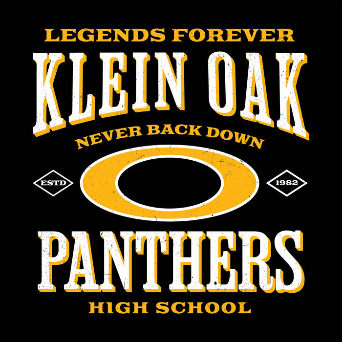 Close-up view of Klein Oak High School Panthers Unisex 3/4 Sleeve Raglan T-shirt 230