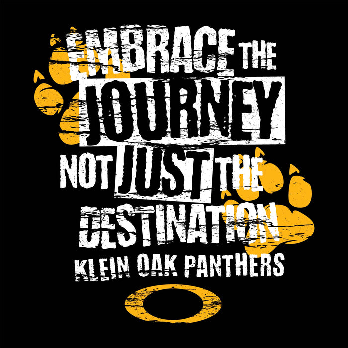 Close-up view of Klein Oak High School Panthers Unisex 3/4 Sleeve Raglan T-shirt 232