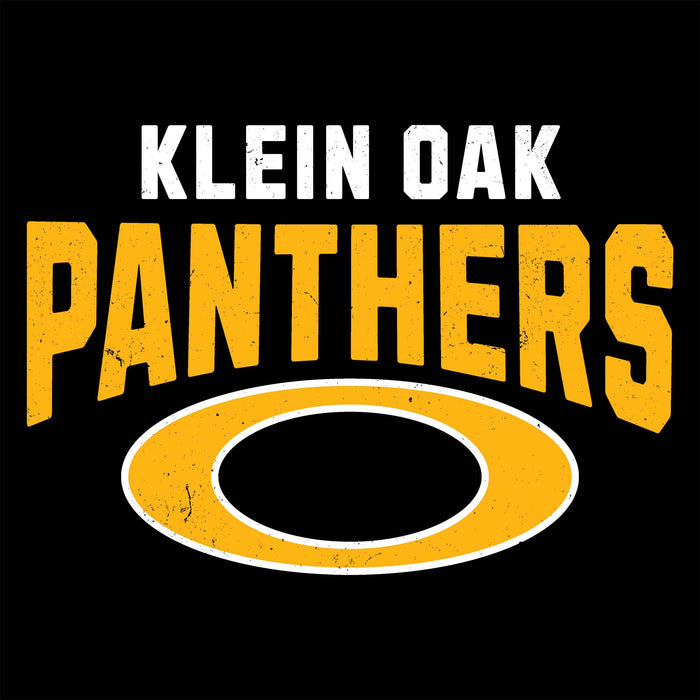 Close-up view of Klein Oak High School Panthers Unisex 3/4 Sleeve Raglan T-shirt 234