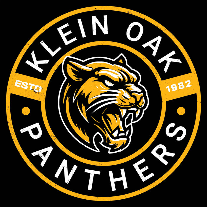Close-up view of Klein Oak High School Panthers Unisex 3/4 Sleeve Raglan T-shirt 239