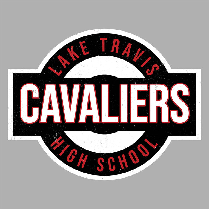 Close-up view of Lake Travis High School Cavaliers Unisex 3/4 sleeve Raglan T-shirt 011