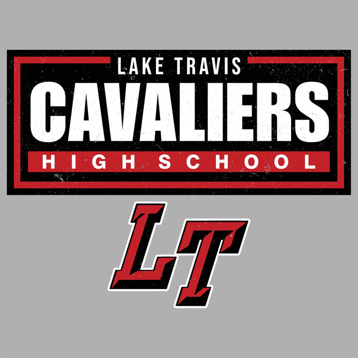 Close-up view of Lake Travis High School Cavaliers Unisex 3/4 sleeve Raglan T-shirt 049