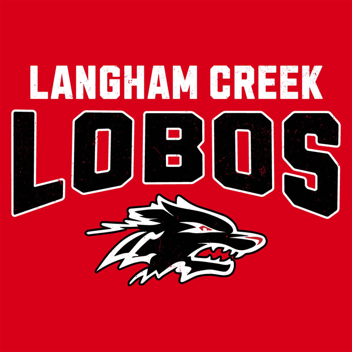 Close-up view of Langham Creek High School Lobos Red Classic Unisex T-shirt 234