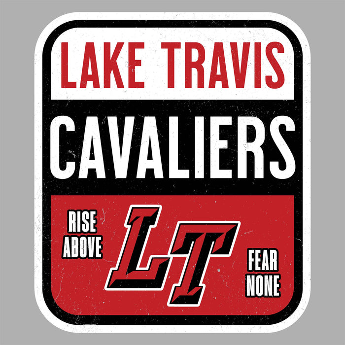 Close-up view of Lake Travis High School Cavaliers Unisex 3/4 sleeve Raglan T-shirt 001