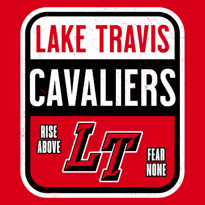 Close-up view of Lake Travis High School Cavaliers Red Classic Unisex T-shirt 001