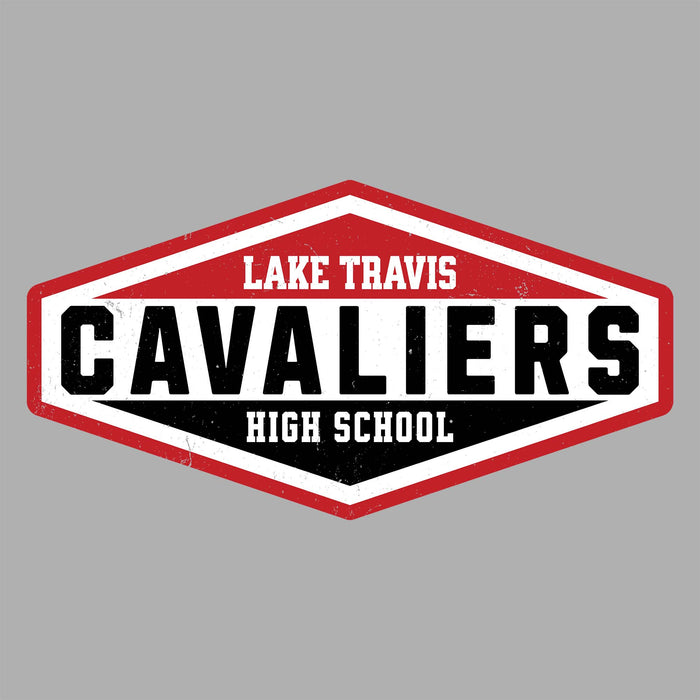 Close-up view of Lake Travis High School Cavaliers Unisex 3/4 sleeve Raglan T-shirt 009