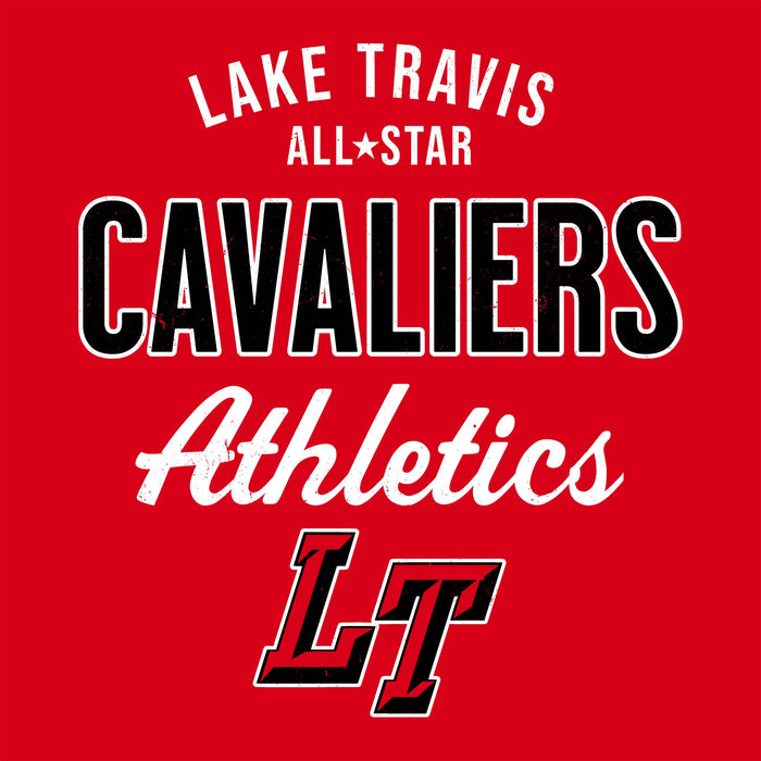 Close-up view of Lake Travis High School Cavaliers Red Classic Unisex T-shirt 034