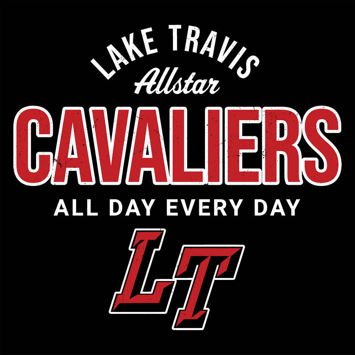 Close-up view of Lake Travis High School Cavaliers Black Classic Unisex T-shirt 040