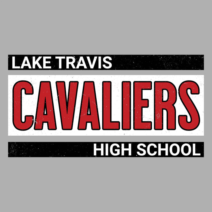 Close-up view of Lake Travis High School Cavaliers Unisex 3/4 sleeve Raglan T-shirt 098