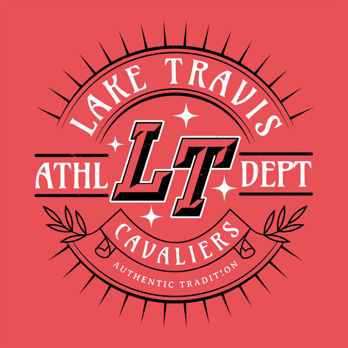 Close-up view of Lake Travis High School Cavaliers Women's Relaxed Fit T-shirt 201